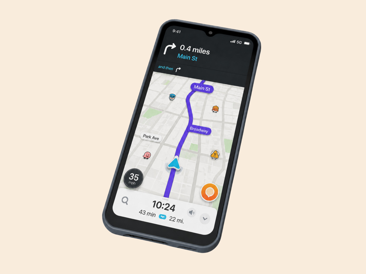 A dedicated Derech GPS navigation device showing a highlighted route